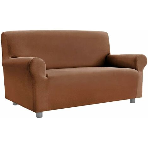 Housse de Canapé Extensible Universelle Avec Armchair Accoudoirs Save Sofa Marron - 2 Places