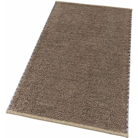 Tapis de Bain Chambre Pur Coton Lavable Doux Marron - 60x130 cm (1/5)