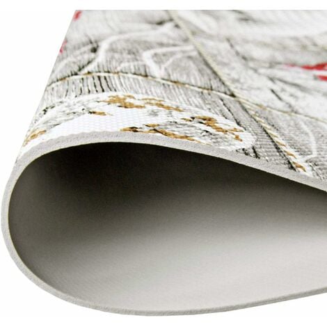 Tapis de Cuisine gomme Pvc Duveteux Antidérapant Résistant aux taches Différentes Tailles Shabby Chic Coeurs - 50x40 cm