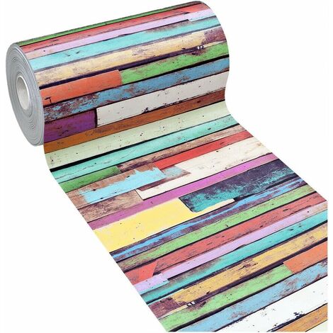 Tapis De Cuisine En PVC AntiTaches Motif Bandes Colorées Decoupable Antidérapant Lavable - 51x80 cm