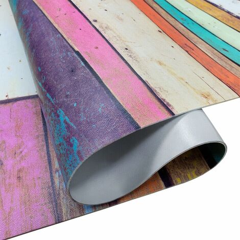 Tapis De Cuisine En PVC AntiTaches Motif Bandes Colorées Decoupable Antidérapant Lavable - 51x80 cm
