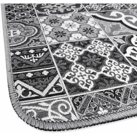 Tapis de Cuisine Tissu Gobelin Coureur Lavable Antidérapant Moderne motif Majolique Gris - 54x40 cm