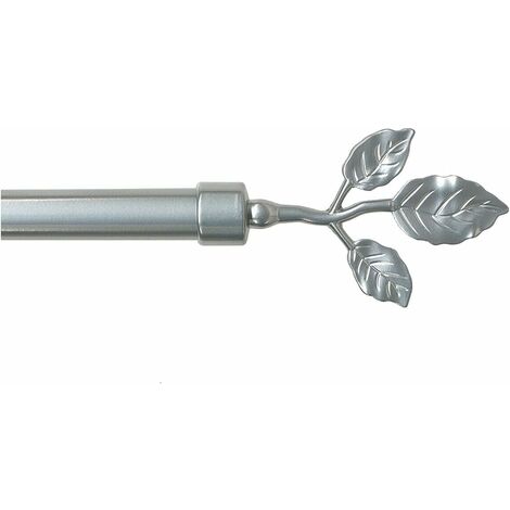 Tringle à Rideau en Fer Vente aux Enchères de Rideaux Anneaux Extensibles 160 300 cm Borne Feuille - Gris