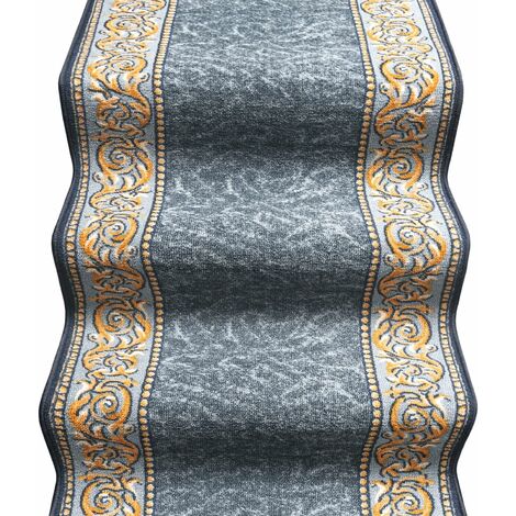 Emmevi Mv S.P.A. – Coureur d'escalier antidérapant gris 67x40 cm – Tissage en polyamide avec support latex – Bordé pour escaliers et couloirs