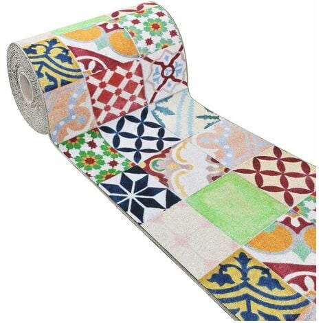Tapis de Cuisine Moderne Parquet Majolique Coureur Bordé Absorbant Antidérapant Lavable Des A - 50x115 cm
