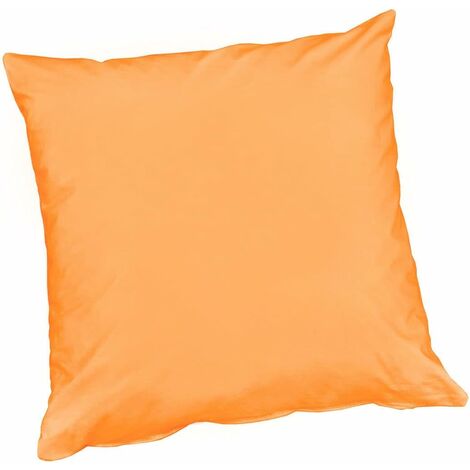Housse de Coussin en Coton Brillant 40x40 cm Taie d'oreiller Fermeture éclair - Orange Clair (1/2)