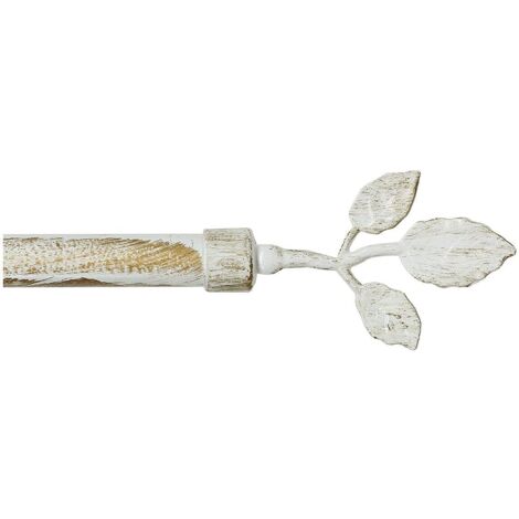 Tringle à Rideau en Fer Vente aux Enchères de Rideaux Anneaux Extensibles 120 210 cm Borne Feuille - Shabby Chic