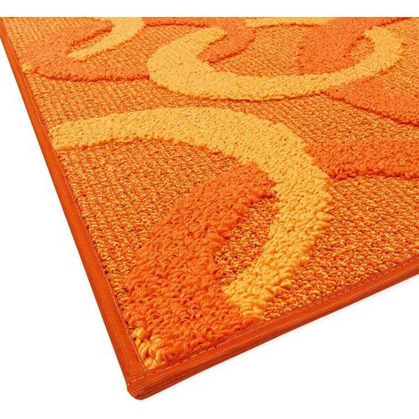 Tapis de Cuisine Cercles 3D Doux Bordé Moderne Coureur Antidérapant Orange - 57x40 cm