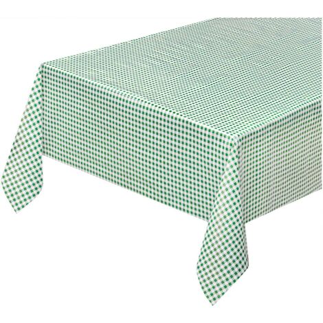 Nappe de Cuisine AntiTaches Tissu Ciré Plastifié Housse de Table Carrés Vert - 140x350 Cm (1/3)