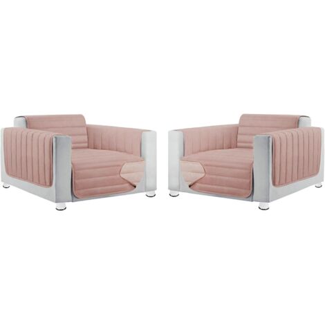 Lot De 2 Housses De Fauteuil Universel Rembourré Doux Double Face - Rose (1/3)