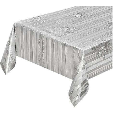 Nappe de Cuisine AntiTaches PVC Métallisé Gris Brillant Table Maison Décoré Des B - 140x600 Cm (1/4)