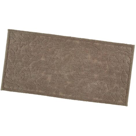 Tapis de Bain Doux Coton Antidérapant Absorbant Couleur Unie Gris Tourterelle - 53x110 cm (1/5)
