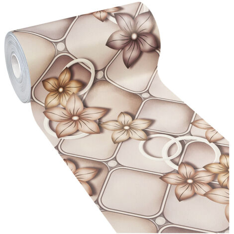 Tapis De Cuisine En PVC AntiTaches Motif Floral élégant Decoupable Antidérapant Lavable - 51x250 cm