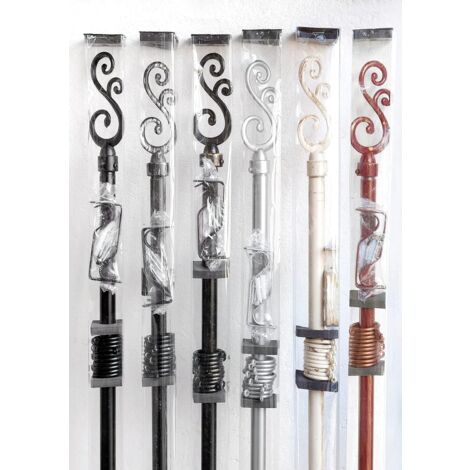 Tringle à Rideau Extensible Fer Vieilli – Longueur Réglable 120 à 210 Cm, Diamètre 2 Cm, Avec Anneaux Coulissants Et Supports Inclus