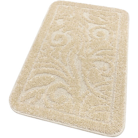 Tapis de Bain Tapis de Douche Doux Lavable Absorbant Baroque Damassé Crème - 50x80 Cm (1/4)