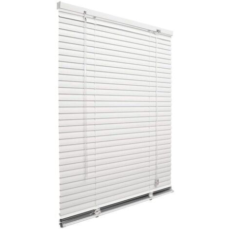 Store Vénitien Aluminium Fixation Murale Blanc Lames inclinables 25 mm Parasol Fenêtres - 120x180 Cm
