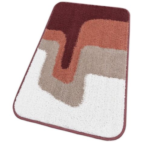 Tapis de Bain Tapis De Chevet Cheveux Lisses Doux Absorbant Antidérapant Lavable Rouge - 50x110 Cm (1/5)