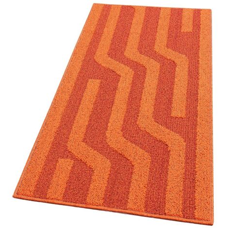 Tapis De Cuisine Rayé 3D Doux Bordé Coureur D'Entrée Absorbant Antidérapant Orange - 57x145 Cm (1/4)