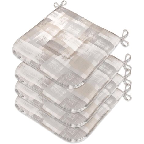 Lot De 4 Coussins De Chaise Coton Avec Lacets Lavable Doux Universel Housse De Chaise Shabby Chic