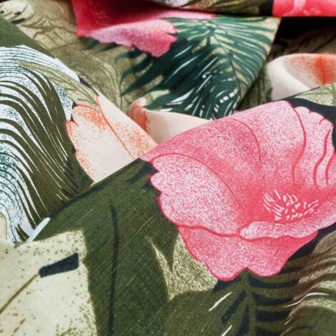 Tissu Loneta En Coton Imprimé Feuilles - Motif Floral Décoration Maison - 280 Cm De Large