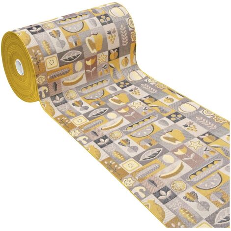 Tapis De Cuisine Absorbant Bordure Antidérapant Fruits et Légumes Lavable Jaune - 52x40 Cm (1/4)