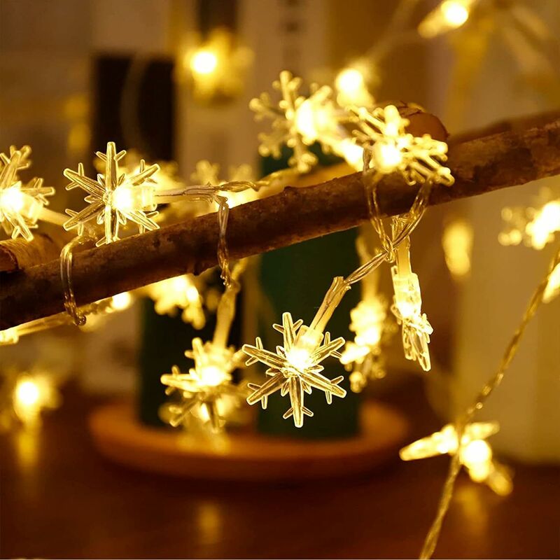 Snowflack Guirlande Lumineuse décorative à Piles pour intérieur et  extérieur, Chambre, Mariage, fête, Anniversaire, Saint-Valentin, Noël,  décoration d'arbre (sans Batterie) (6 m, Chaud) : : Luminaires et  Éclairage