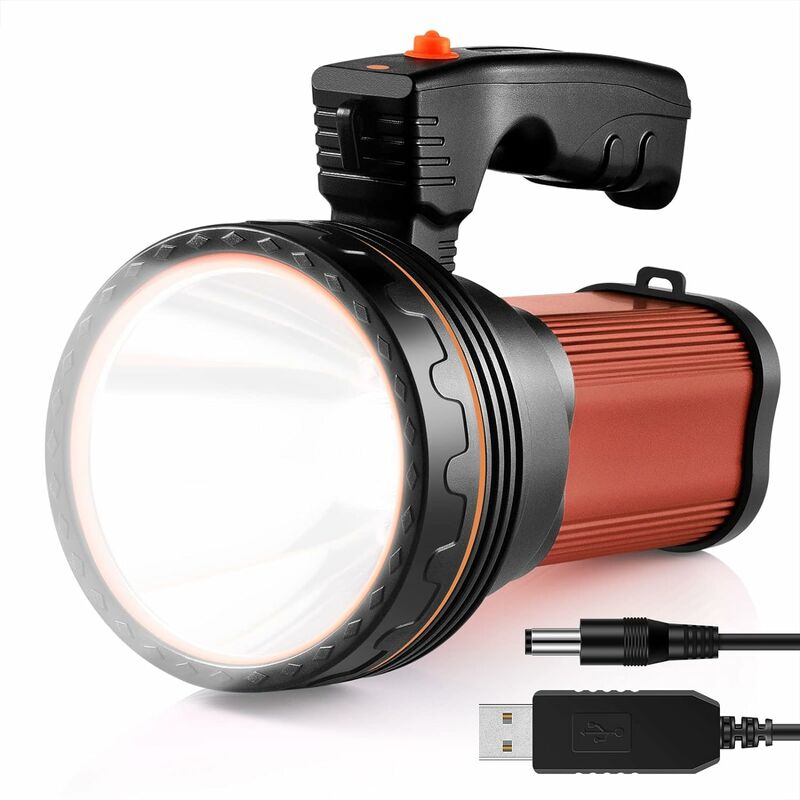 2x Torche Lampe de Poche, LED USB Rechargeable Ultra Puissante CREE Lampe  Torche, 4 Modes IP44 Étanche Militaire Zoomable