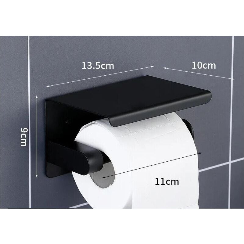 Porte-papier toilette sur pied avec plateau noir - Yamazaki