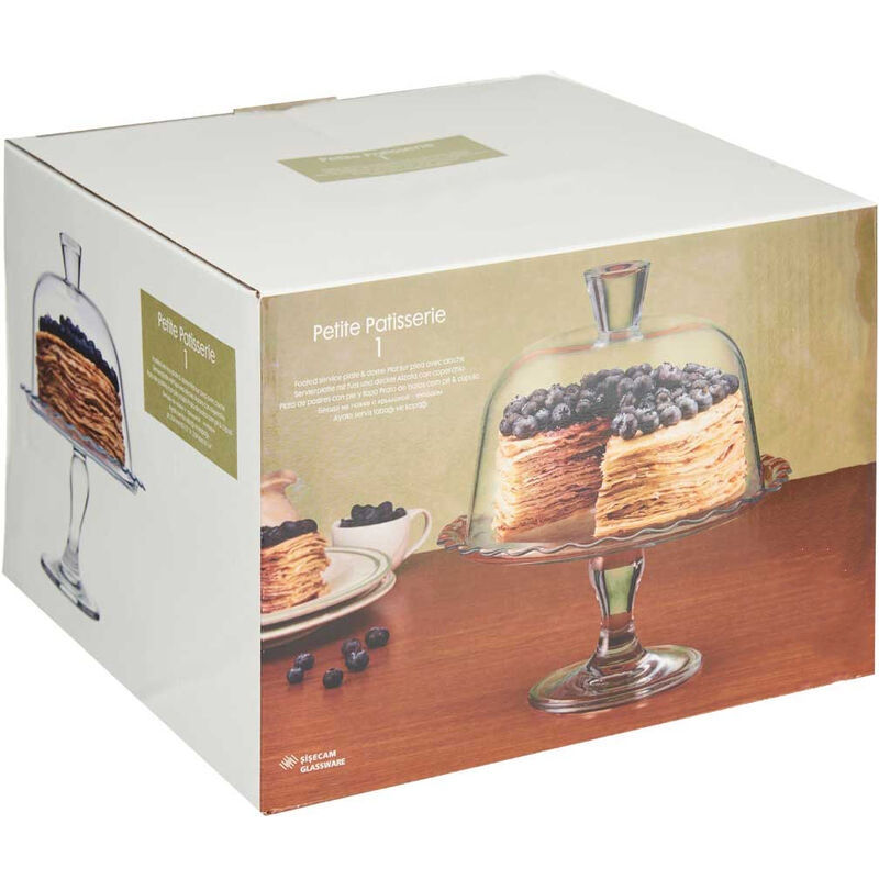 Lot de 4 mini supports à gâteaux cloche en verre avec couvercle, assiette à  dessert