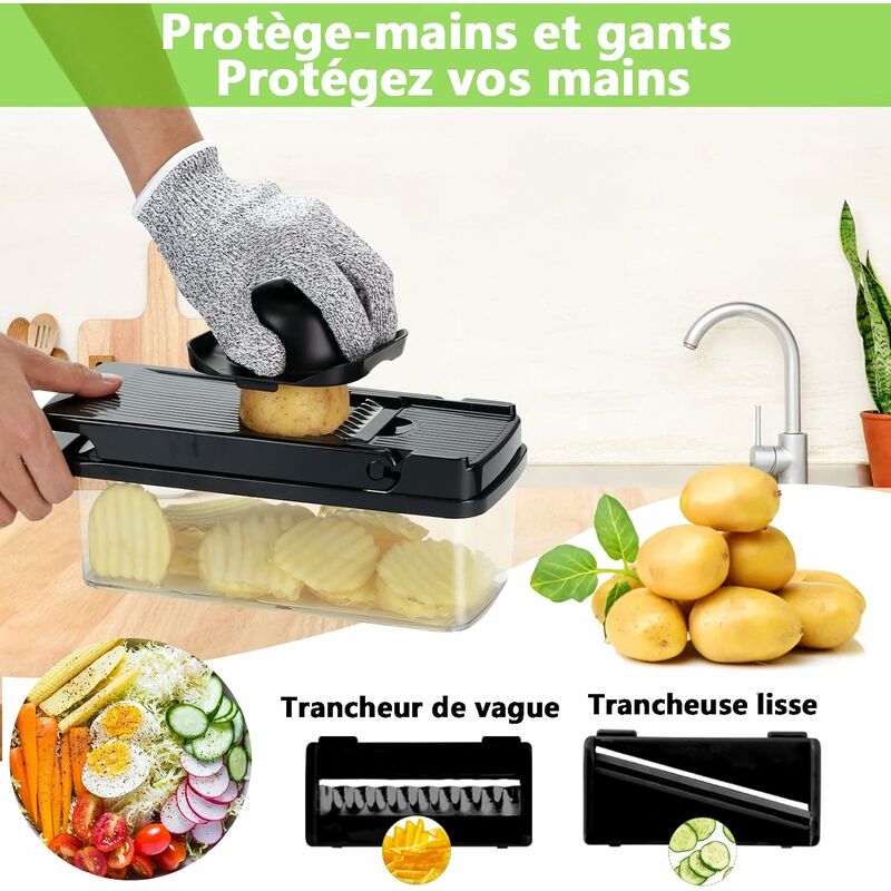 Hofuton Mandoline de Cuisine Trancheuse Mandoline 6 en 1 Multifonction  Professionnelle Couper Les Legumes, Coupe-légumes