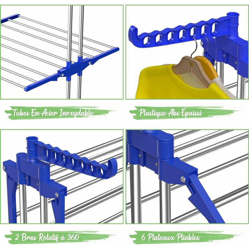 Séchoir à Linge Pliant à 4 Niveaux, Etendoir à Linge intérieur en
