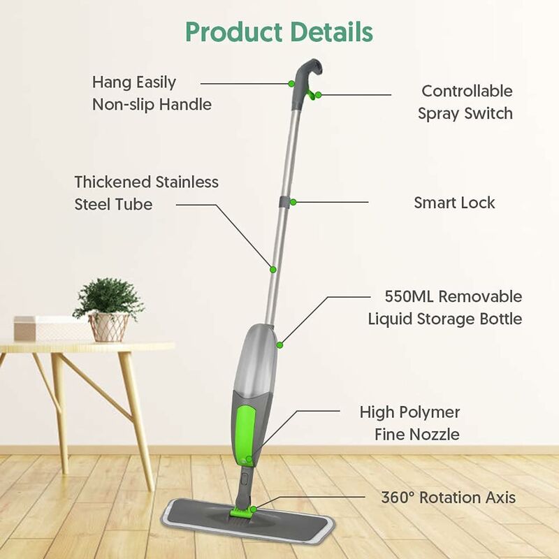 Deerma Balai pulvérisateur pour le nettoyage des sols, balayeuse et  vadrouille 2 en 1 avec 