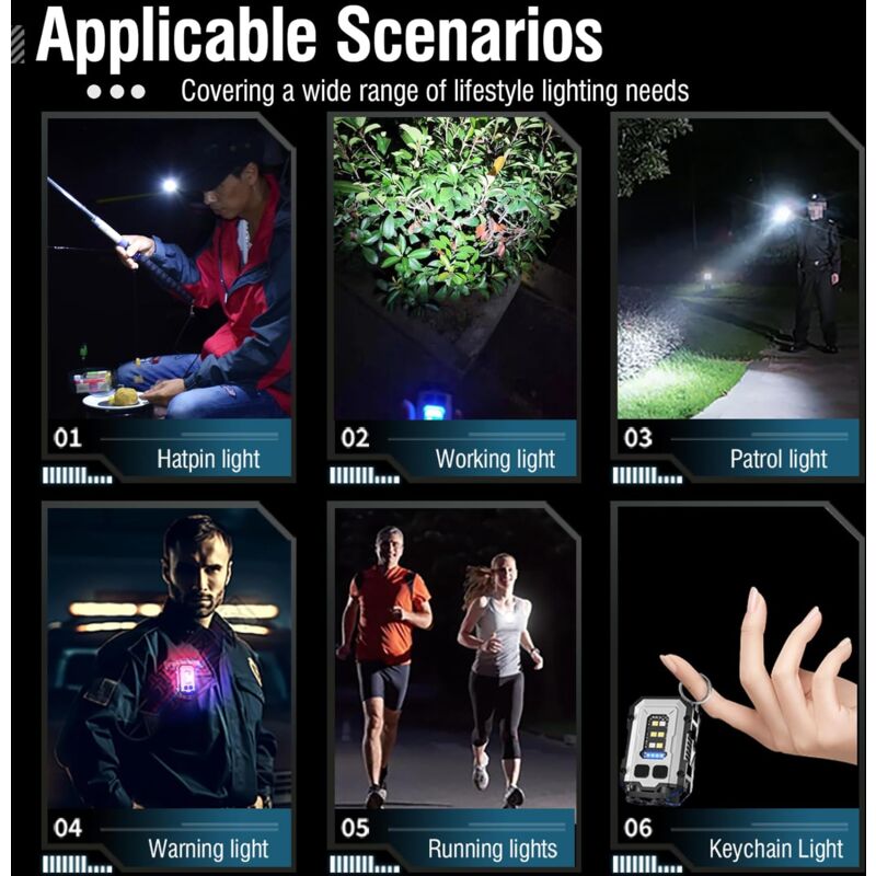 Lampe De Poche LED A7 EDC Keychain, Ultra Compacte 180lm Avec