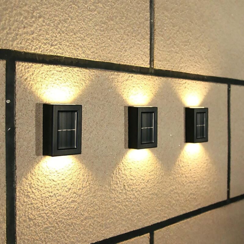 Lampe Solaire Exterieur Jardin, 4 Pack Lampe Solaire Extérieu avec Lumière Blanche Chaude, Sans Fil IP65 Étanche Lumiere Solaire Exterieur pour Outdoor Clôture Cour Véranda..DEBUNS