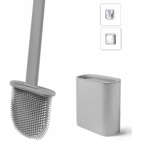 Brosse de Toilette avec Support, Brosse WC Silicone Flexible