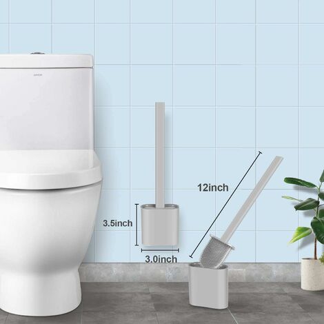 Brosse de Toilette avec Support, Brosse WC Silicone Flexible, Brosse de  Toilettes à Séchage Rapide et Récipient pour Salle de Bain avec Support