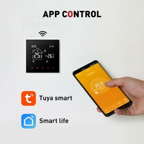 Thermostat Wi-Fi rétroéclairé pour chauffage électrique - Noir - Connect