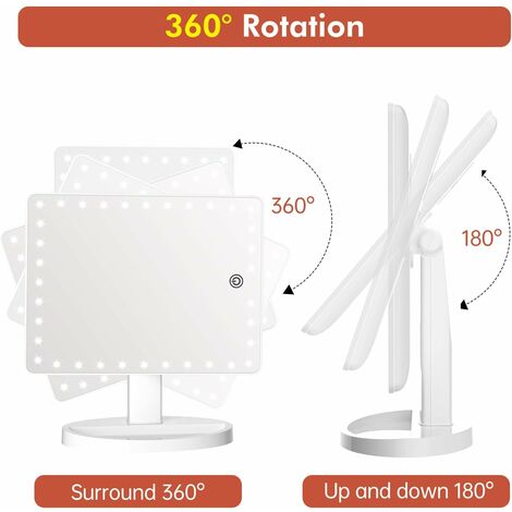 Double Miroir Grossissant Avec lumière LED