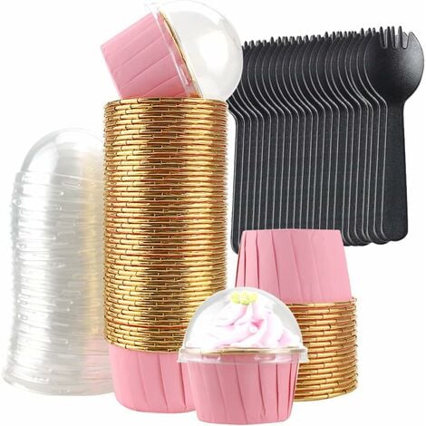 Caissettes Cupcake Moules de Cuisson en Papier D'aluminium Caissette  Patisserie Emballages à Muffins Métalliques pour