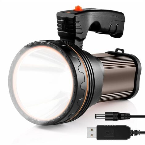 Lampe torche LED rechargeable USB puissante de mAh avec lumière latérale,  lampe torche étanche pour randonnée d'urgence, chasse en camping (avec  lumière latérale)