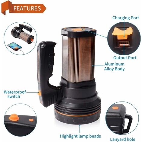 Lampe torche - Puissante - Etanche IP67 - Jusqu'à 7000 lm - Rechargeable