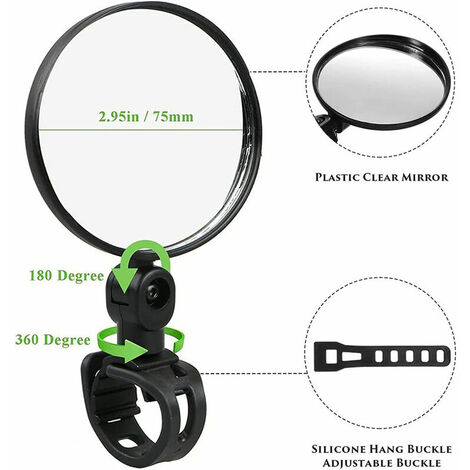 Miroir de vélo Réglable à 360° Miroir en acrylique convexe rotatif