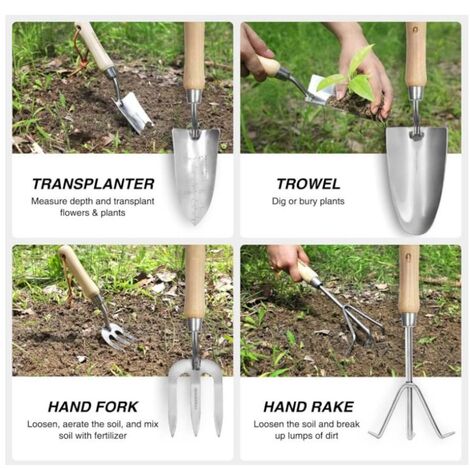 Set Jardinage 12 Pièces En Acier Inox - Avec Sac, Griffe, Pelle, Cadeau Homme Femme