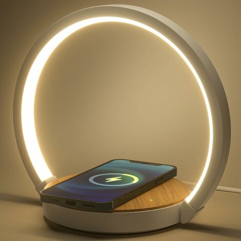 Lampe de Chevet Tactile Enceinte LED avec Chargeur à Induction