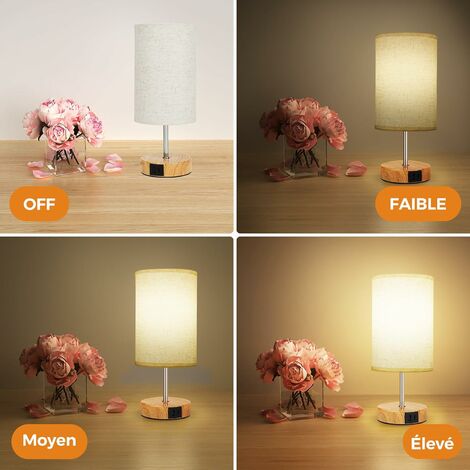 Lampe De Chevet Tactile Avec Ports De Charge Type-C+Usb-A, Lampe
