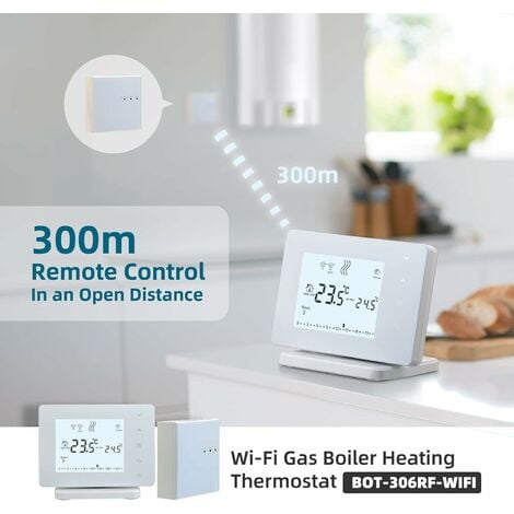 Thermostat Connecté WiFi Thermostat chaudiere gaz Thermostat sans Fil +  récepteur Thermostat ProgrammableCompatible avec Alexa et