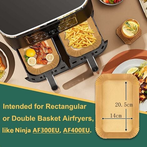 Papier Cuisson pour Ninja Foodi Max Air Fryer, 100 Pièces 20,5x14cm  Rectangulair Paper Liner Friteuse