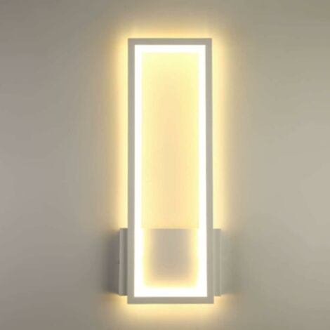 Applique Murale Interieur, 16W Lampe Murale LED Moderne, Rectangle Appliques LED Interieur Acrylique pour Salon Chambre Escalier Couloir, Blanc Chaud 3000K, Blanc