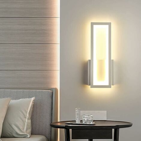 Applique Murale Interieur, 16W Lampe Murale LED Moderne, Rectangle Appliques LED Interieur Acrylique pour Salon Chambre Escalier Couloir, Blanc Chaud 3000K, Blanc