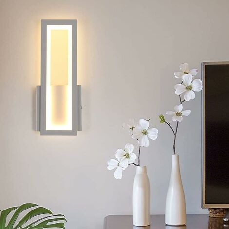 Applique Murale Interieur, 16W Lampe Murale LED Moderne, Rectangle Appliques LED Interieur Acrylique pour Salon Chambre Escalier Couloir, Blanc Chaud 3000K, Blanc